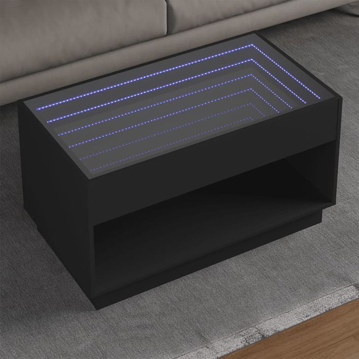 Table basse avec LED infini noir 90x50x50 cm - Photo n°1