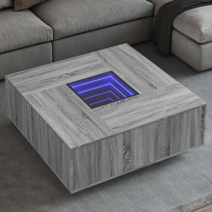 Table basse avec LED infini sonoma gris 100x100x40 cm - Photo n°1