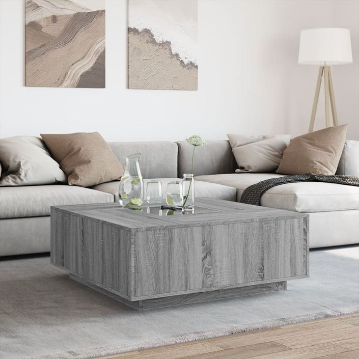 Table basse avec LED infini sonoma gris 100x100x40 cm - Photo n°4