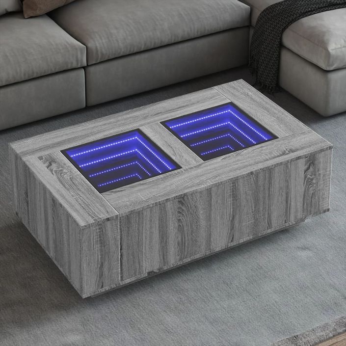 Table basse avec LED infini sonoma gris 116x69x40 cm - Photo n°1