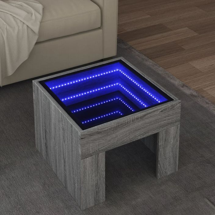 Table basse avec LED infini sonoma gris 40x40x30 cm - Photo n°1