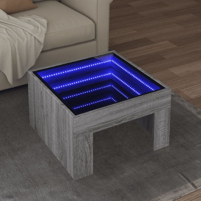 Table basse avec LED infini sonoma gris 50x50x30 cm - Photo n°1