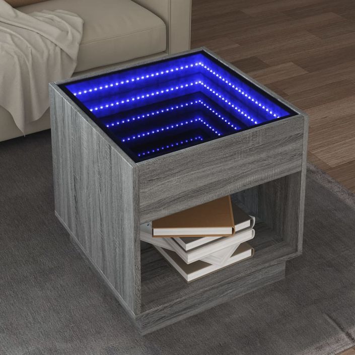 Table basse avec LED infini sonoma gris 50x50x50 cm - Photo n°1