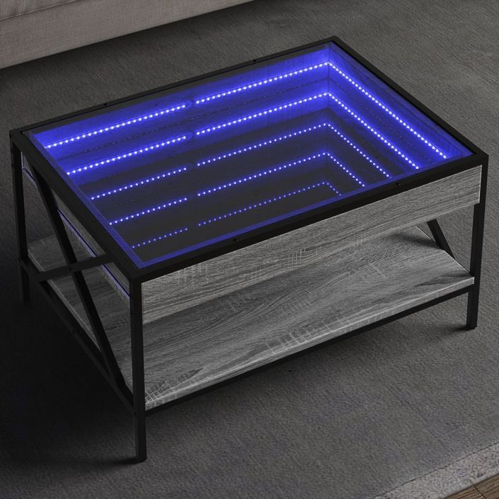 Table basse avec LED infini sonoma gris 70x50x38 cm - Photo n°1