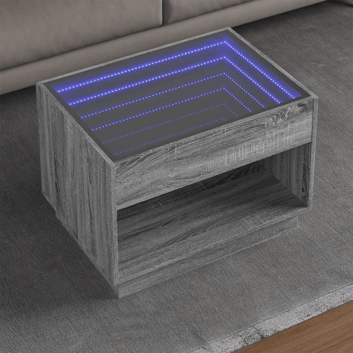 Table basse avec LED infini sonoma gris 70x50x50 cm - Photo n°1