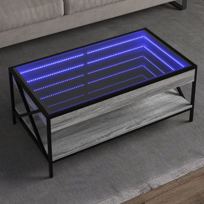 Table basse avec LED infini sonoma gris 90x50x38 cm - Photo n°1