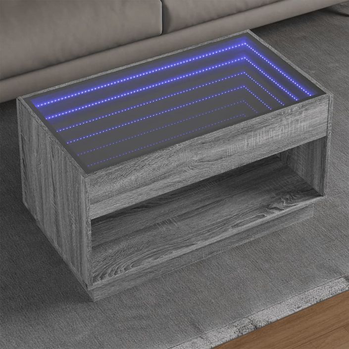 Table basse avec LED infini sonoma gris 90x50x50 cm - Photo n°1