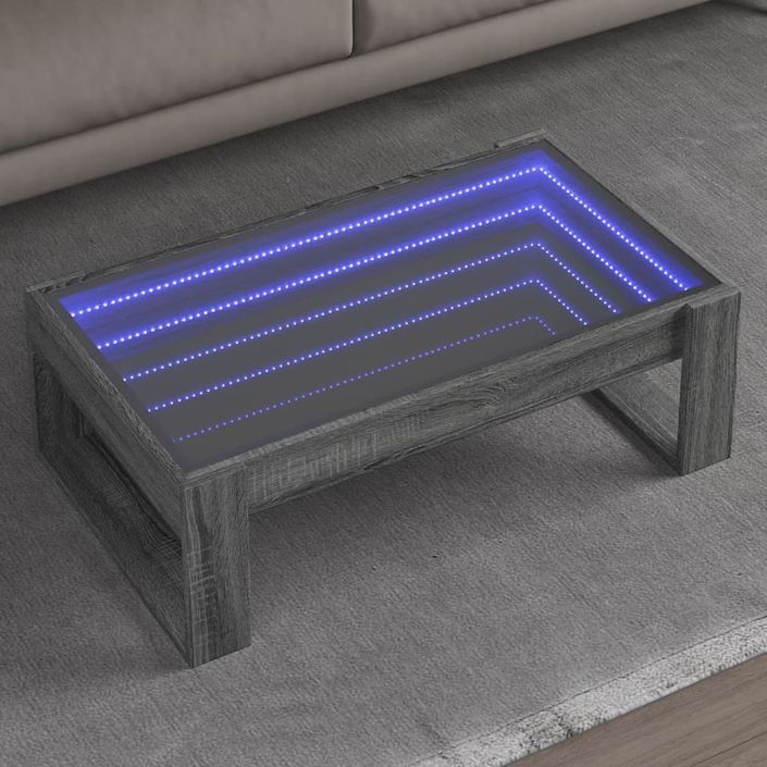 Table basse avec LED infini sonoma gris 90x53x30 cm - Photo n°1