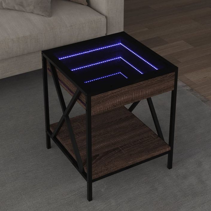 Table basse avec LED Infinity chêne marron 40x40x49 cm - Photo n°1