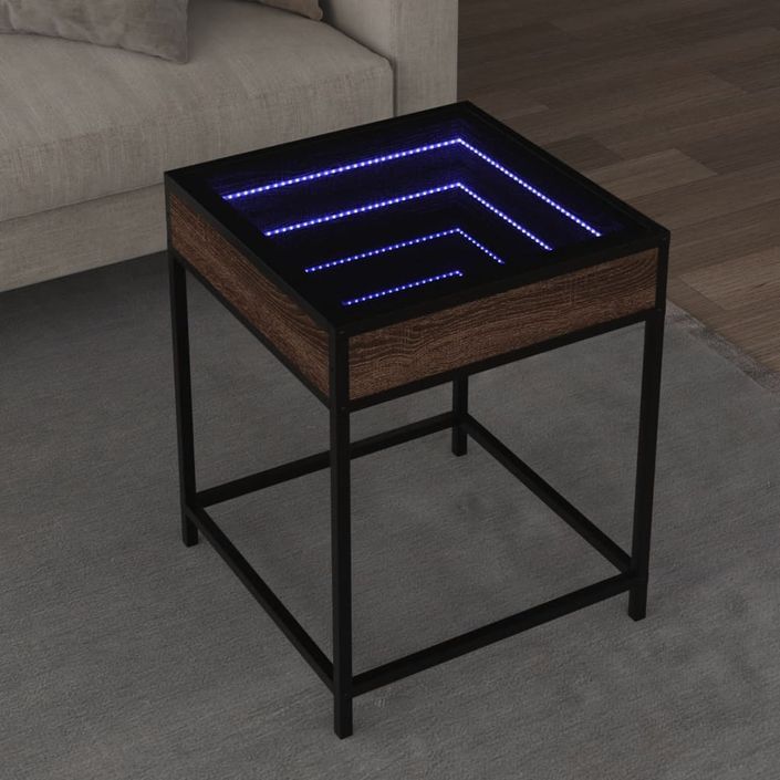 Table basse avec LED Infinity chêne marron 40x40x51 cm - Photo n°1