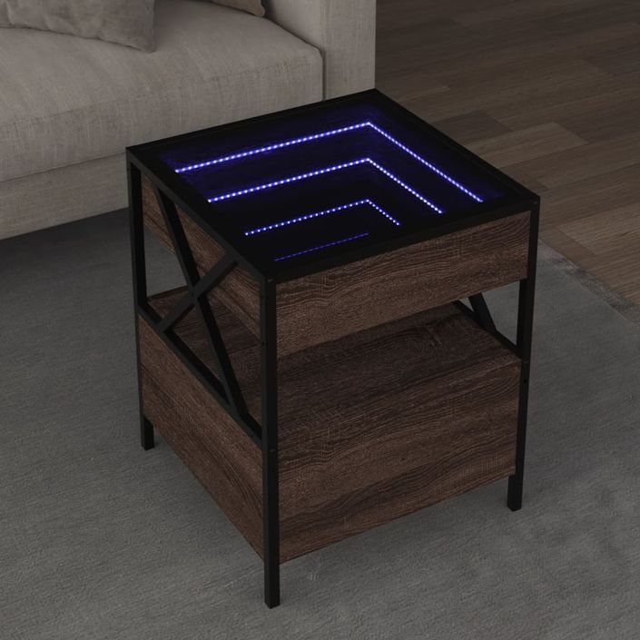 Table basse avec LED Infinity chêne marron 40x40x51 cm - Photo n°1