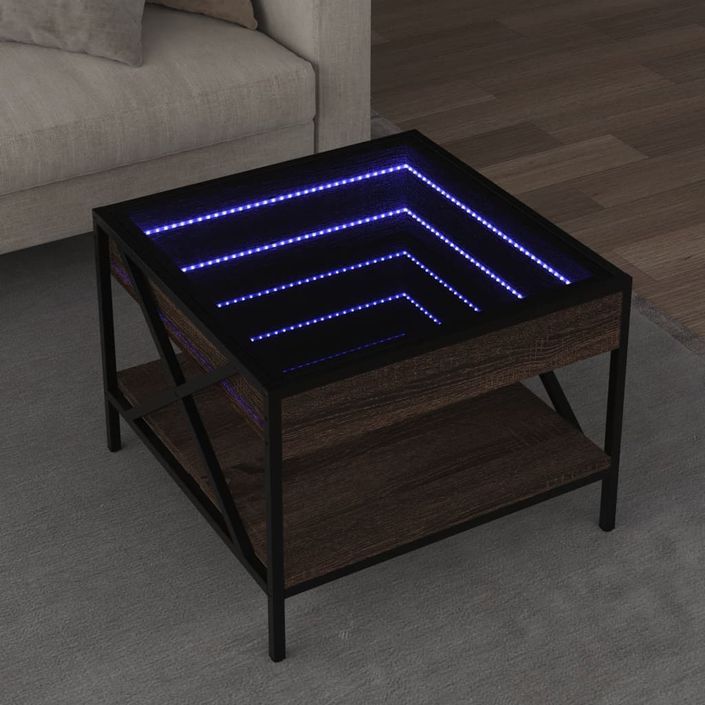 Table basse avec LED Infinity chêne marron 50x50x38 cm - Photo n°1