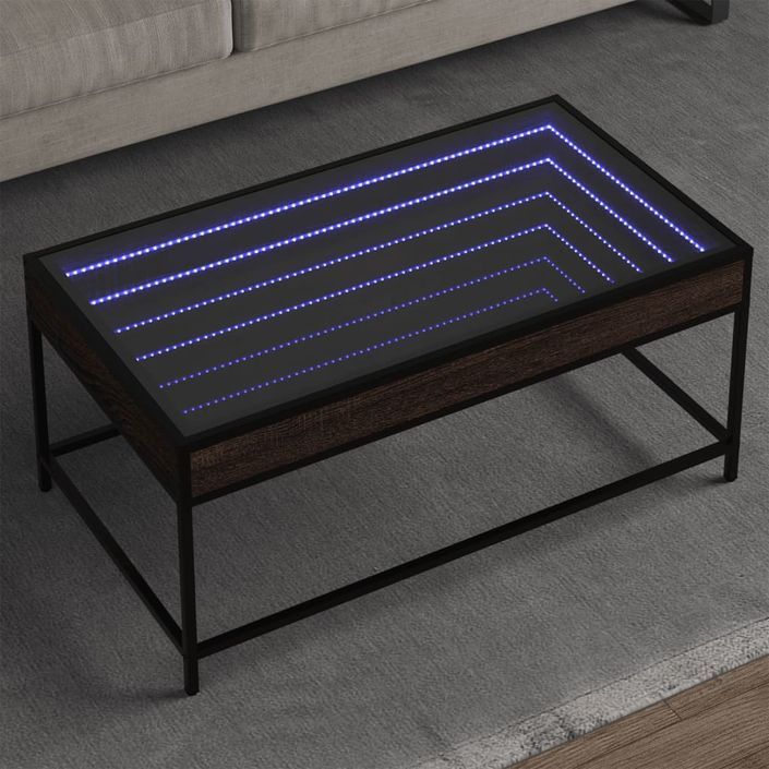 Table basse avec LED Infinity chêne marron 90x50x41 cm - Photo n°1