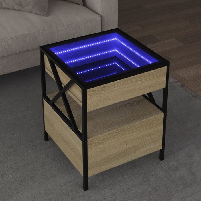 Table basse avec LED Infinity chêne sonoma 40x40x51 cm - Photo n°1