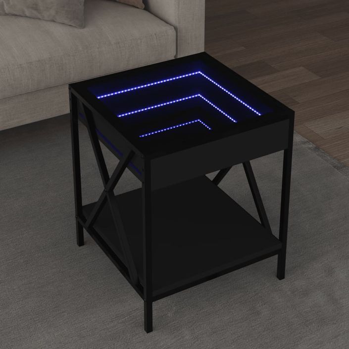 Table basse avec LED Infinity noir 40x40x49 cm - Photo n°1