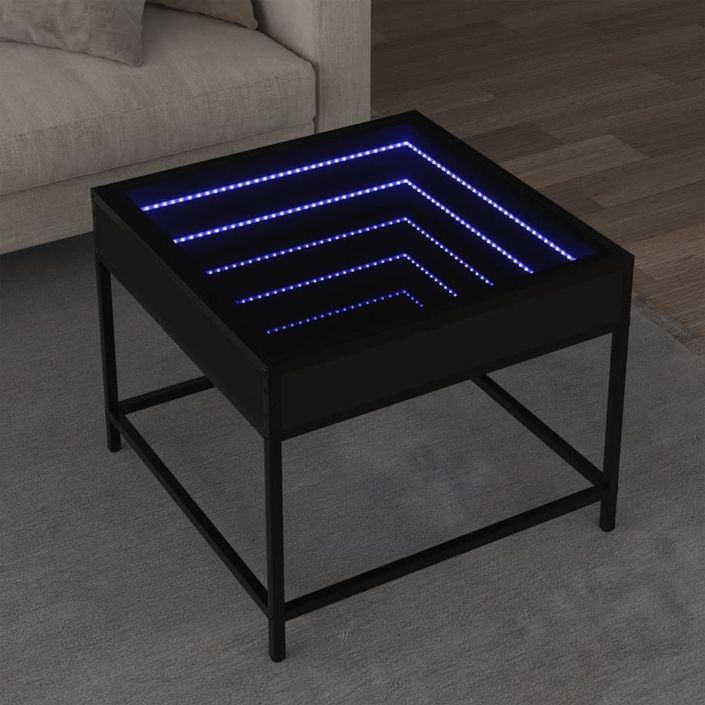 Table basse avec LED Infinity noir 50x50x41 cm - Photo n°1