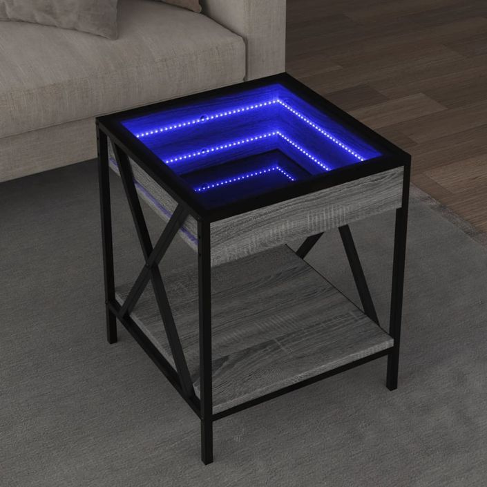 Table basse avec LED Infinity sonoma gris 40x40x49 cm - Photo n°1