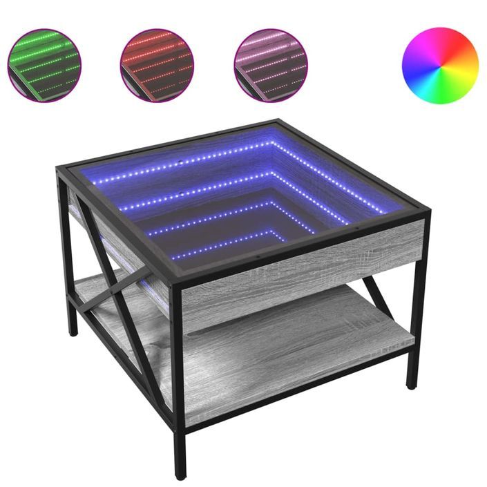 Table basse avec LED Infinity sonoma gris 50x50x38 cm - Photo n°2