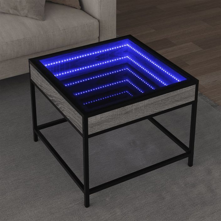 Table basse avec LED Infinity sonoma gris 50x50x41 cm - Photo n°1