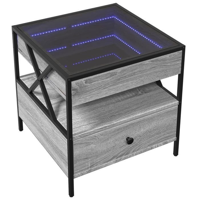 Table basse avec LED Infinity sonoma gris 50x50x51 cm - Photo n°3