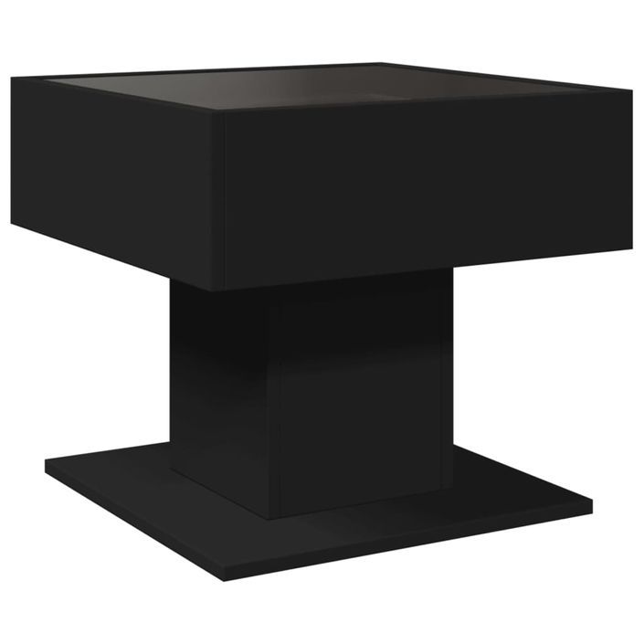 Table basse avec LED noir 50x50x45 cm bois d'ingénierie - Photo n°8