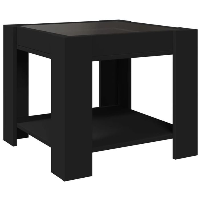 Table basse avec LED noir 53x53x45 cm bois d'ingénierie - Photo n°8