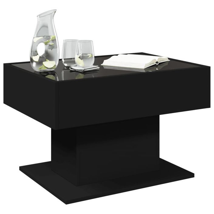 Table basse avec LED noir 70x50x45 cm bois d'ingénierie - Photo n°5