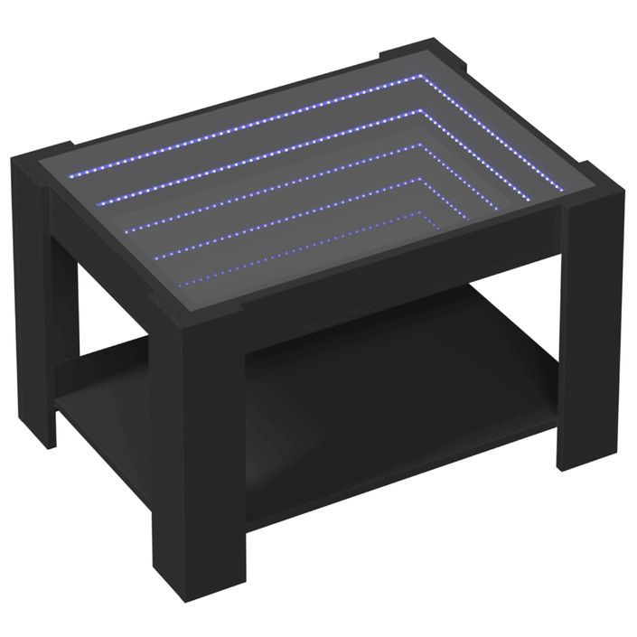 Table basse avec LED noir 73x53x45 cm bois d'ingénierie - Photo n°3