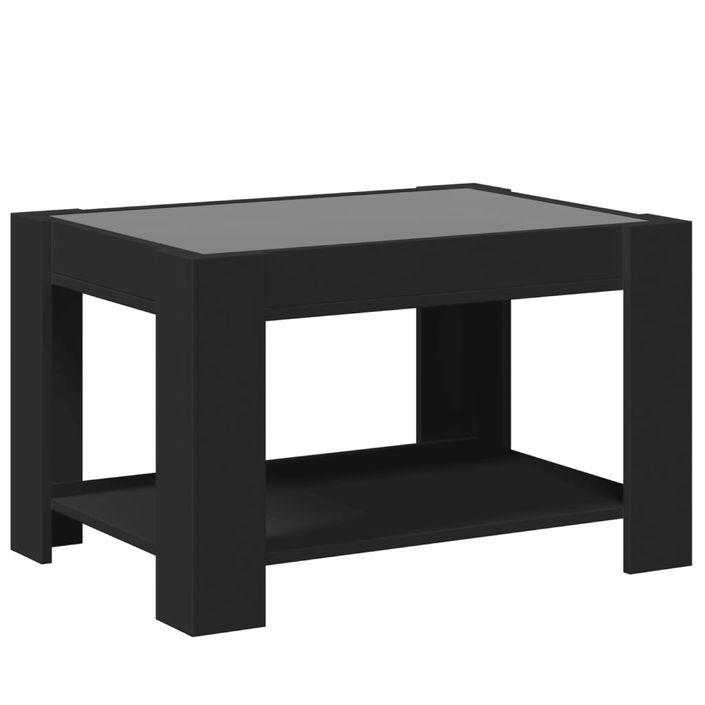 Table basse avec LED noir 73x53x45 cm bois d'ingénierie - Photo n°8