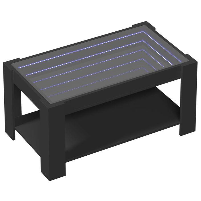 Table basse avec LED noir 93x53x45 cm bois d'ingénierie - Photo n°3