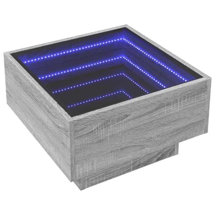 Table basse avec LED sonoma gris 50x50x30 cm bois d'ingénierie - Photo n°3