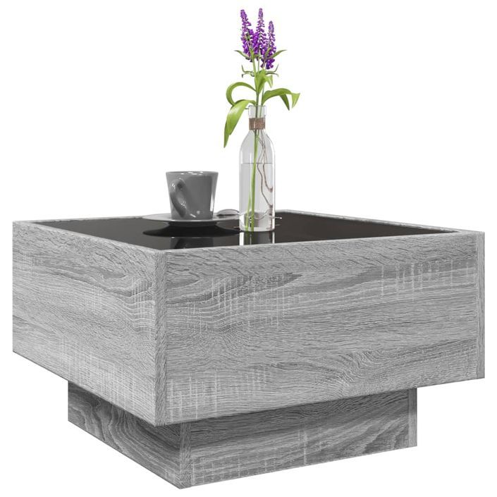 Table basse avec LED sonoma gris 50x50x30 cm bois d'ingénierie - Photo n°5