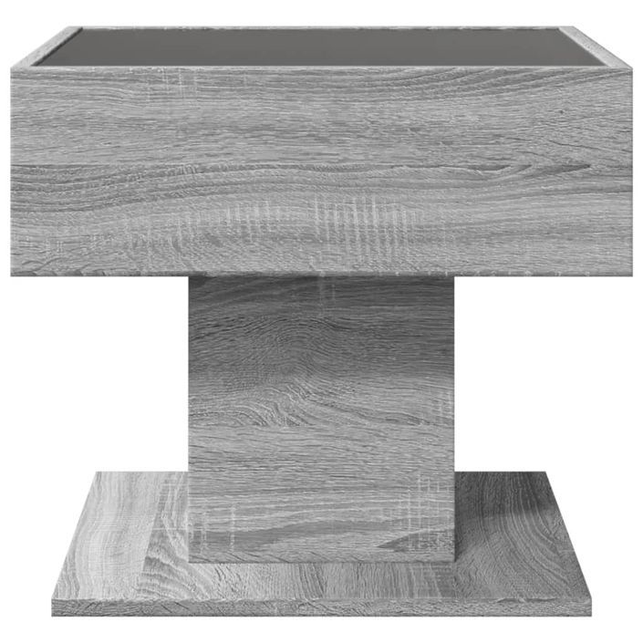 Table basse avec LED sonoma gris 50x50x45 cm bois d'ingénierie - Photo n°7