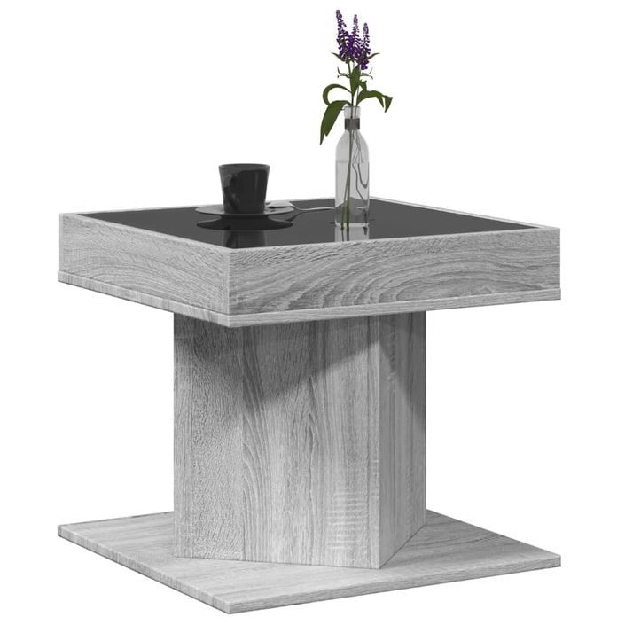 Table basse avec LED sonoma gris 50x50x45 cm bois d'ingénierie - Photo n°5