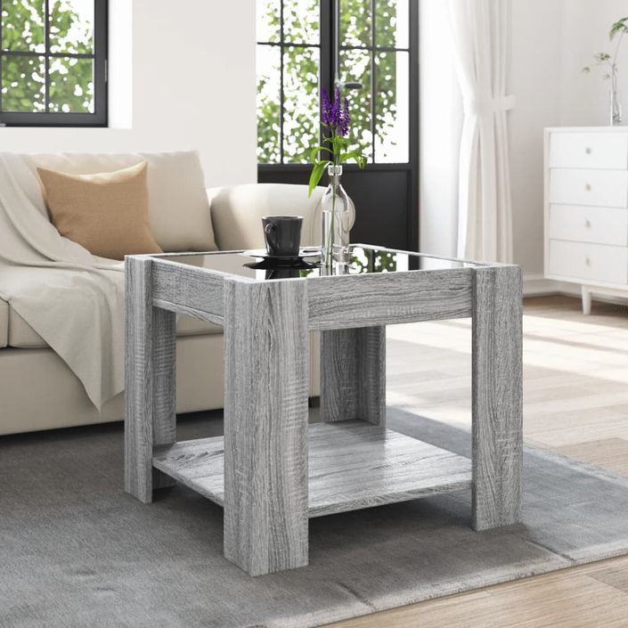 Table basse avec LED sonoma gris 53x53x45 cm bois d'ingénierie - Photo n°4