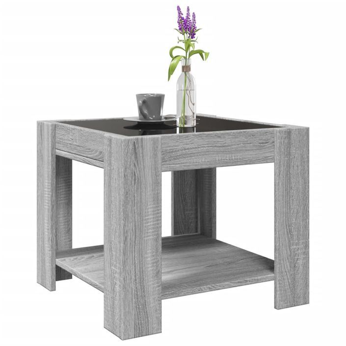 Table basse avec LED sonoma gris 53x53x45 cm bois d'ingénierie - Photo n°5