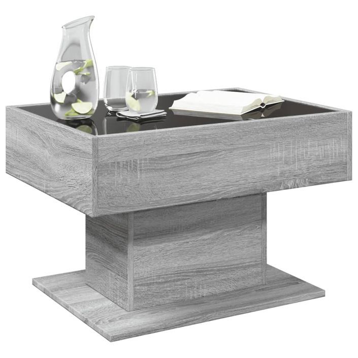 Table basse avec LED sonoma gris 70x50x45 cm bois d'ingénierie - Photo n°5