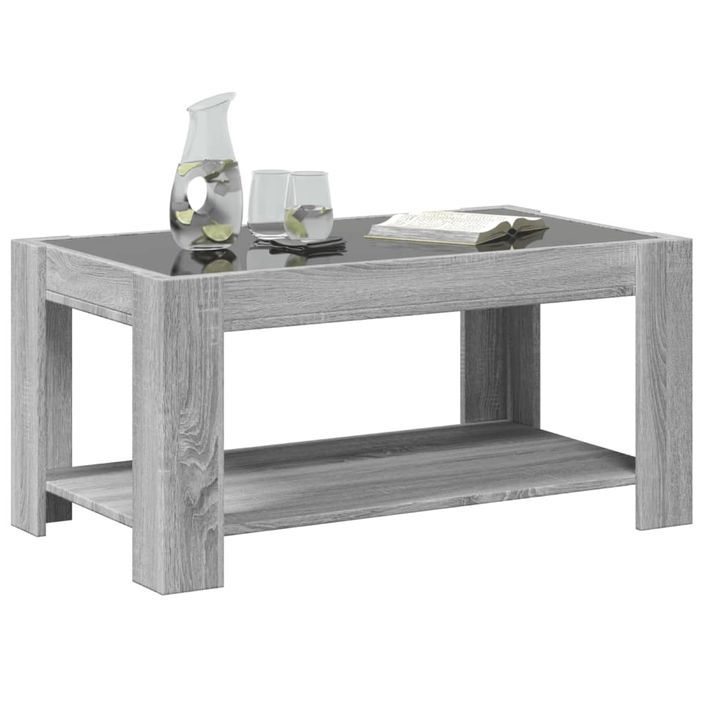 Table basse avec LED sonoma gris 93x53x45 cm bois d'ingénierie - Photo n°5