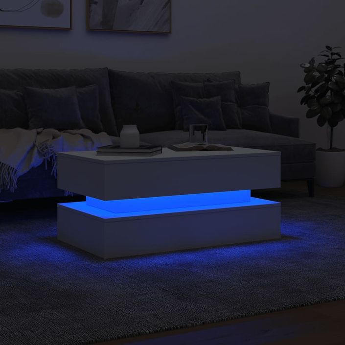 Table basse avec lumières LED blanc 90x50x40 cm - Photo n°5