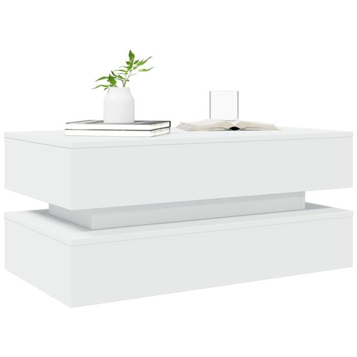 Table basse avec lumières LED blanc 90x50x40 cm - Photo n°6