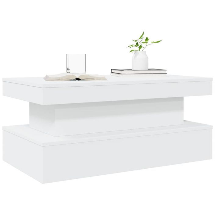 Table basse avec lumières LED blanc 90x50x40 cm - Photo n°6