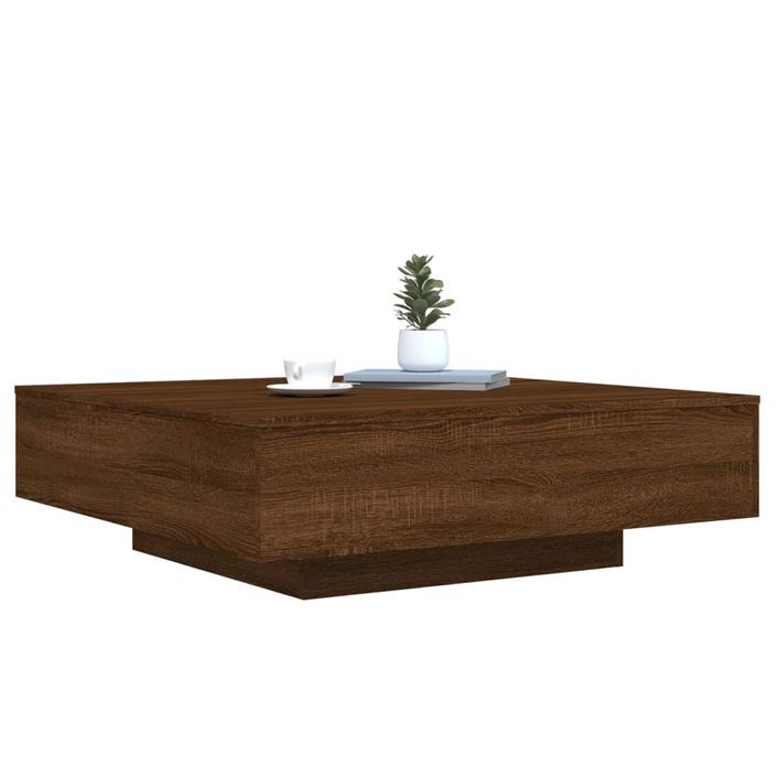 Table basse avec lumières LED chêne marron 100x100x31 cm - Photo n°5