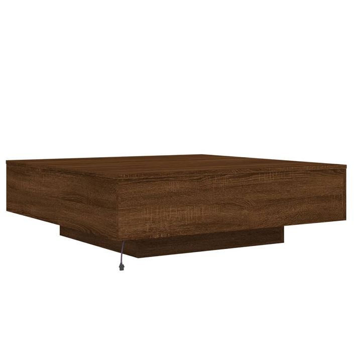 Table basse avec lumières LED chêne marron 100x100x31 cm - Photo n°8