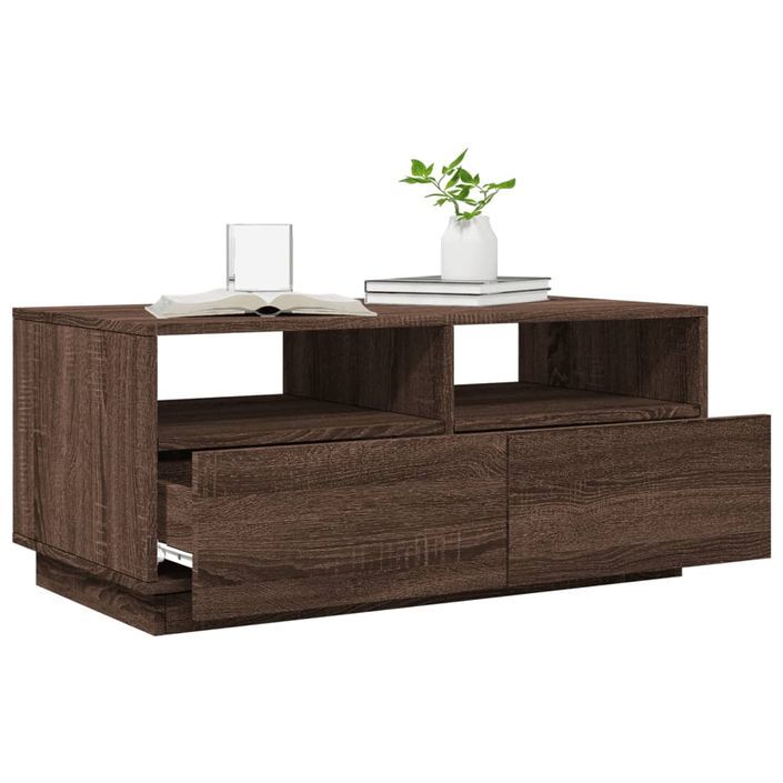 Table basse avec lumières LED chêne marron 90x49x40 cm - Photo n°5