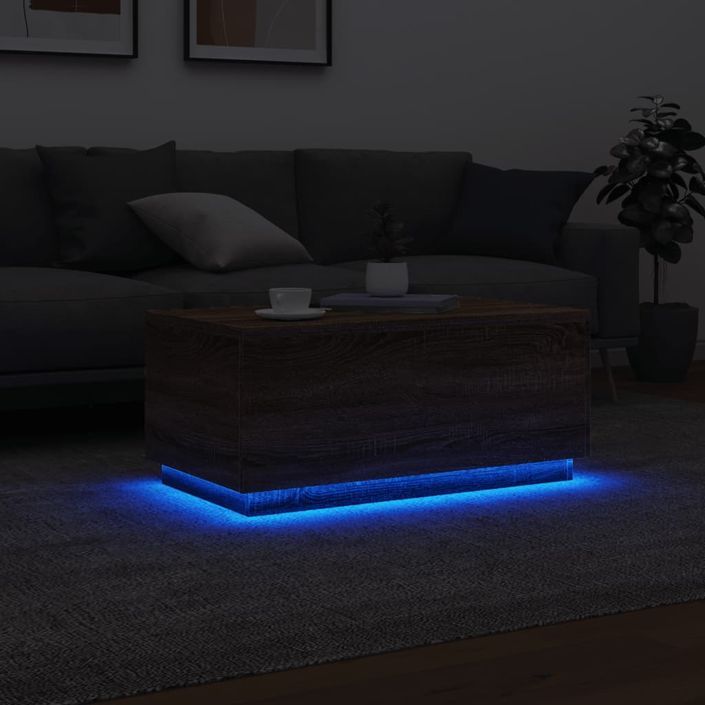 Table basse avec lumières LED chêne marron 90x50x40 cm - Photo n°5