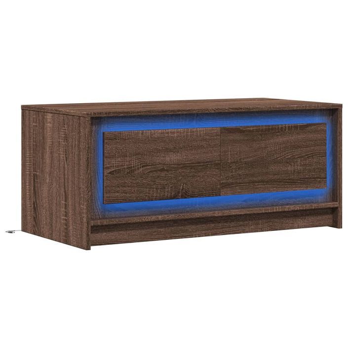 Table basse avec lumières LED chêne marron bois d'ingénierie - Photo n°3