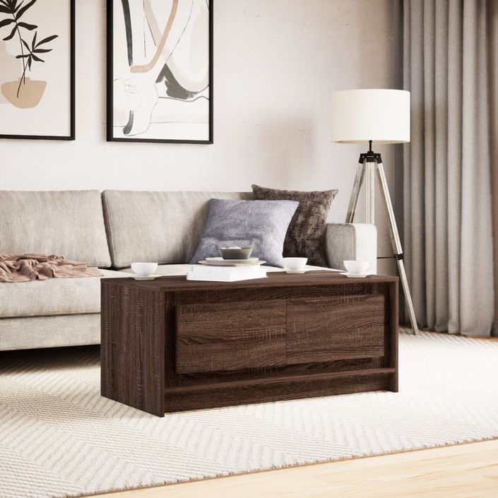 Table basse avec lumières LED chêne marron bois d'ingénierie - Photo n°5