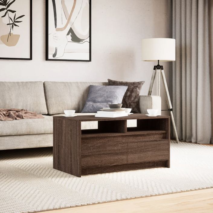 Table basse avec lumières LED chêne marron bois d'ingénierie - Photo n°4