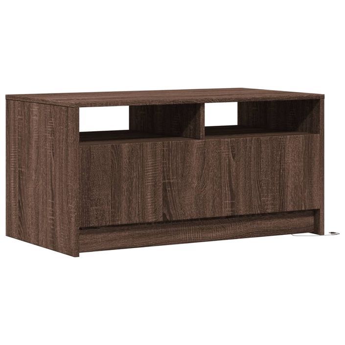 Table basse avec lumières LED chêne marron bois d'ingénierie - Photo n°8