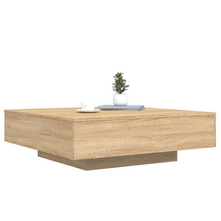 Table basse avec lumières LED chêne sonoma 100x100x31 cm - Photo n°5